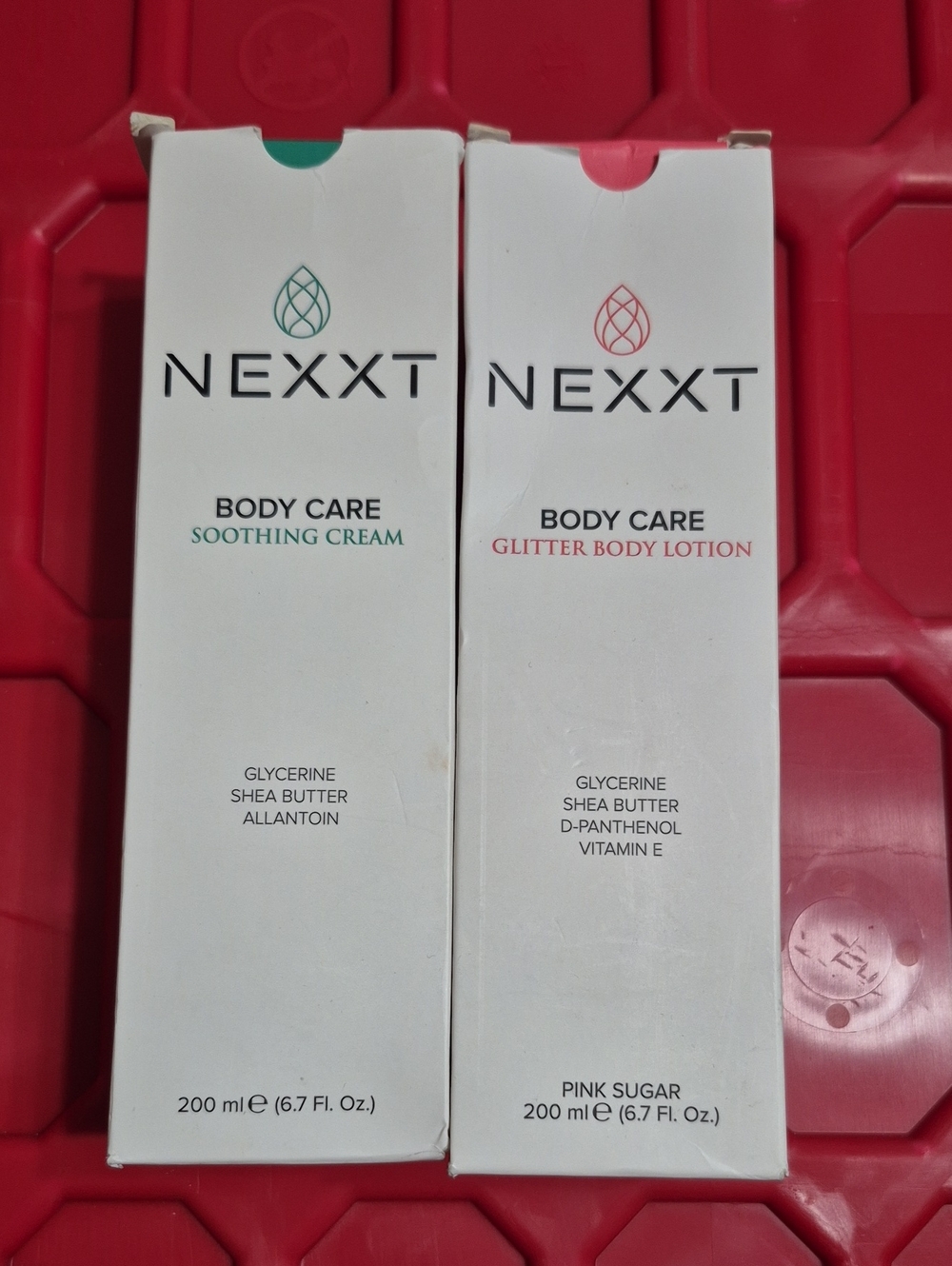 NEXXT Pink & Green Body Care Duo — Glitter Body Lotion & Soothing Cream
